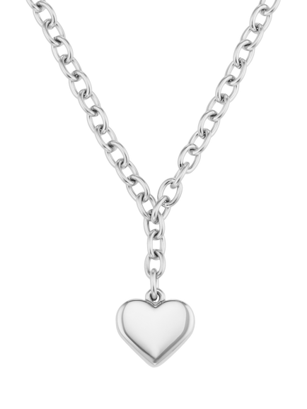 Orelia Luxe Waterproof Chunky Heart Drop Pendant  Necklace, Silver, Silver