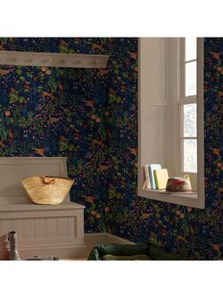 Joules Enchanted Woodland Wallpaper - view 2, Navy