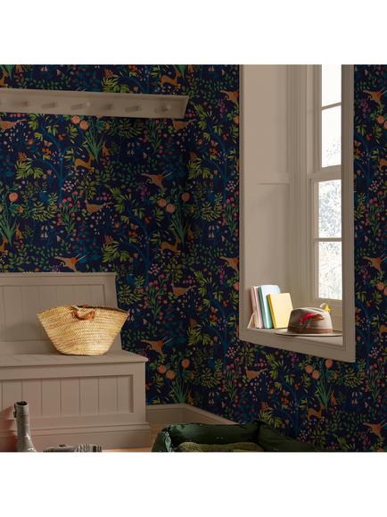 Joules Enchanted Woodland Wallpaper - view 2, Navy