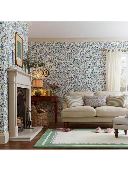 Joules Festival Flowers Print Wallpaper - view 2, Cream/Multi