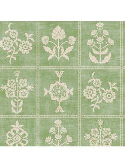 Joules Garden Floral Grid Wallpaper, Pistachio Green