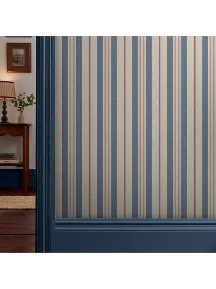 Joules Grove Stripe Wallpaper, Pink/Blue - view 2, Pink/Blue