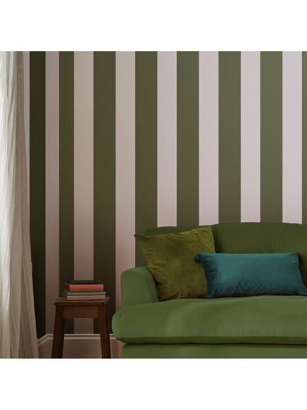 Joules Harborough Stripe Wallpaper - view 2, Olive Green