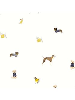 Joules Harbour Wallpaper, Dogs Creme, Dogs Creme