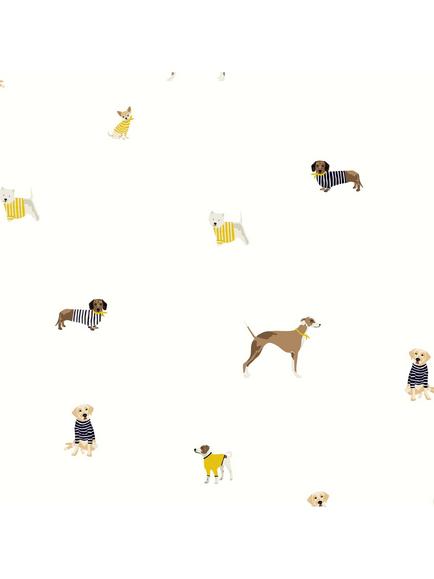 Joules Harbour Wallpaper, Dogs Creme, Dogs Creme