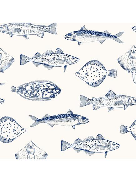 Joules Name The Plaice Wallpaper, Coast Blue, Coast Blue
