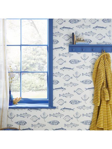 Joules Name The Plaice Wallpaper, Coast Blue - view 2, Coast Blue