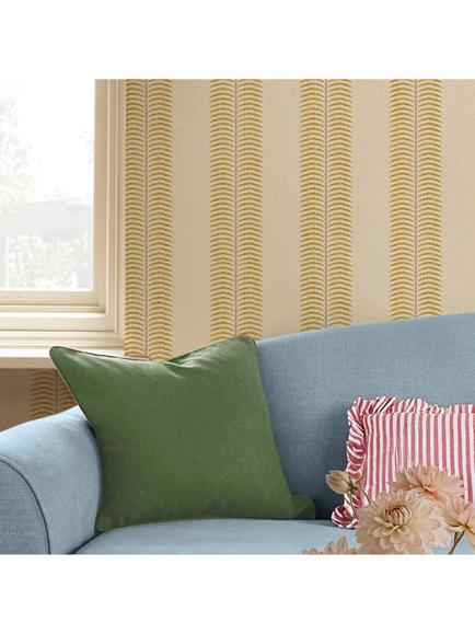 Joules Palm Leaf Stripe Wallpaper, Cream & Yellow - view 2, Cream & Yellow