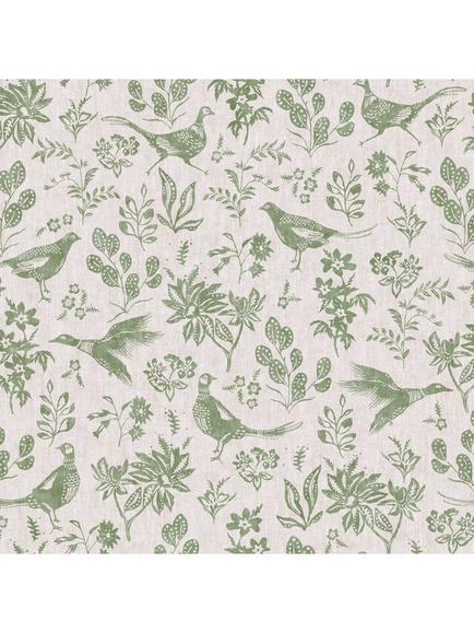 Joules Pheasant Print Wallpaper, Linen/Green, Linen/Green