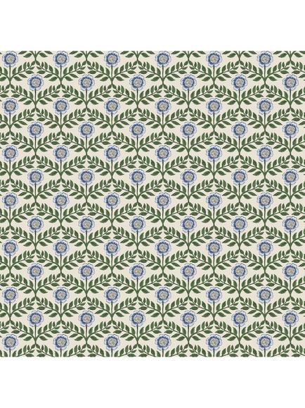 Joules Stately Floral Wallpaper, Green & Blue, Green & Blue