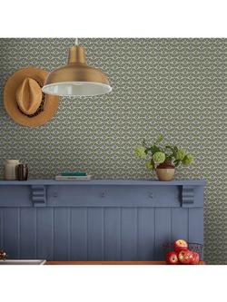 Joules Stately Floral Wallpaper, Green & Blue - view 2, Green & Blue