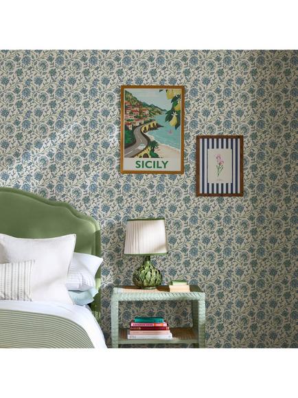 Joules Trailing Indienne Floral Wallpaper - view 2, Blue & Green