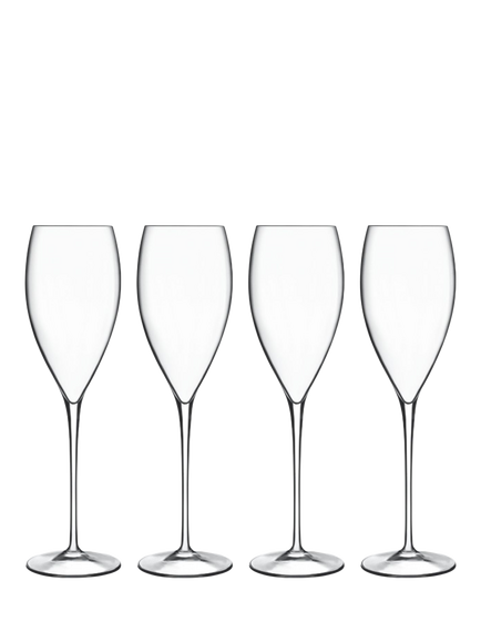 Luigi Bormioli Magnifico Champagne Glass Flute, Set of 4, 320ml, Clear, Clear