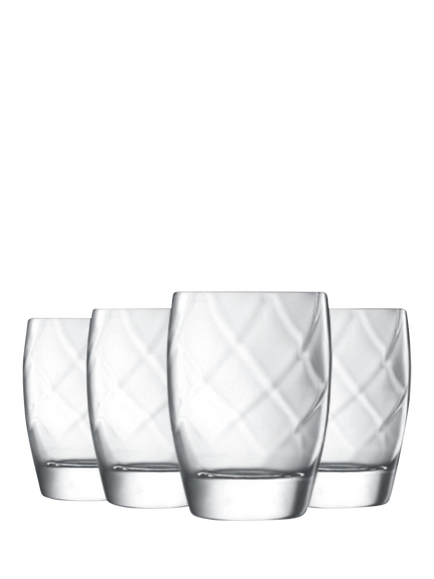Luigi Bormioli Canaletto Double Old Fashioned Glass Tumblers, Set of 4, 350ml, Clear, Clear