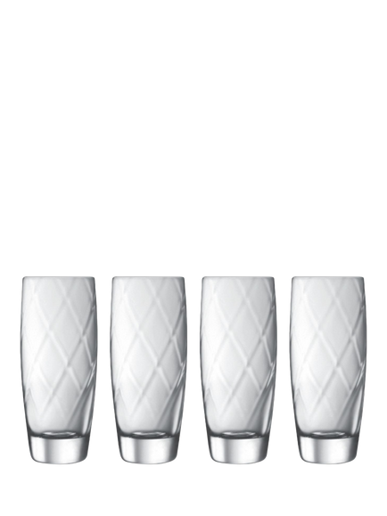 Luigi Bormioli Canaletto Glass Highballs, Set of 4, 440ml, Clear, Clear