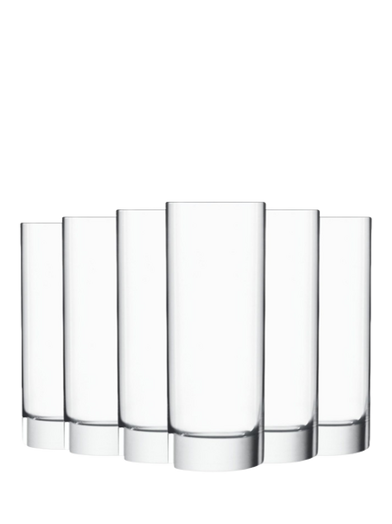 Luigi Bormioli Strauss Glass Highball, Set of 6, 390ml, Clear, Clear