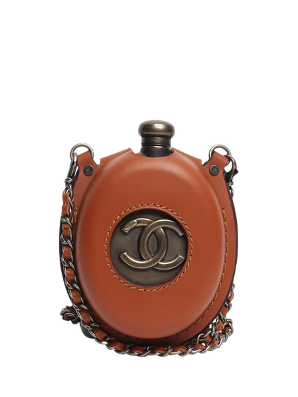 Pre-loved CHANEL Sporan Flask, Brown, Brown