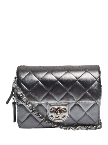 Pre-loved CHANEL Ombre Like A Wallet Flap Bag, Silver, Silver