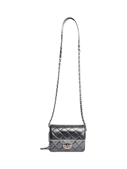 Pre-loved CHANEL Ombre Like A Wallet Flap Bag, Silver - view 2, Silver