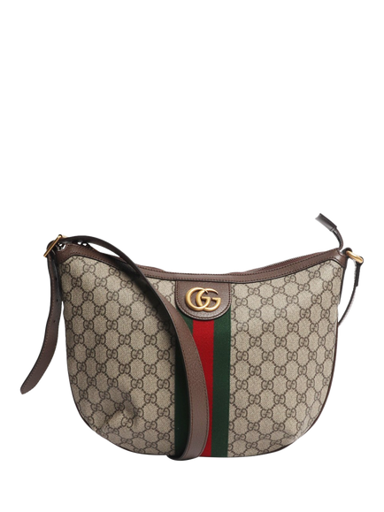 Pre-loved GUCCI Ophidia Half Moon Hobo Bag, Brown, Brown
