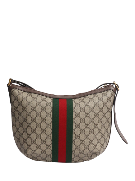 Pre-loved GUCCI Ophidia Half Moon Hobo Bag, Brown - view 2, Brown