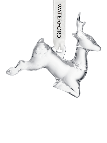 Waterford Crystal Glass Mini Reindeer Christmas Tree Ornament, Clear, Clear
