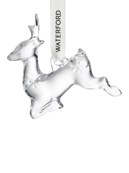 Waterford Crystal Glass Mini Reindeer Christmas Tree Ornament, Clear - view 2, Clear