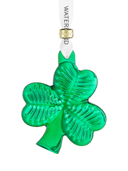 Waterford Crystal Glass Mini Shamrock Christmas Tree Ornament, Green, Green