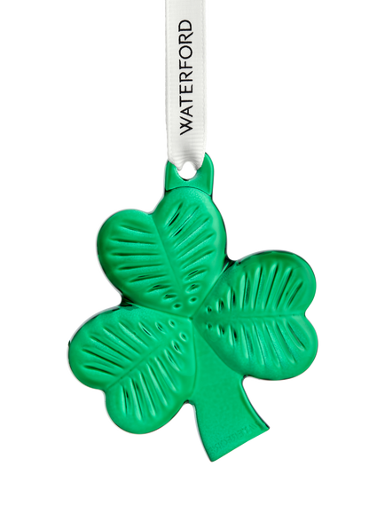 Waterford Crystal Glass Mini Shamrock Christmas Tree Ornament, Green - view 2, Green