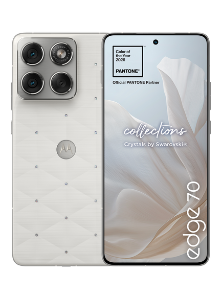 Motorola Edge 70 Smartphone, Android, 12GB RAM, 6.67”, 5G, Sim Free, 512GB, Brilliant Collection with Crystals by Swarovski, Cloud Dancer, Cloud Dancer