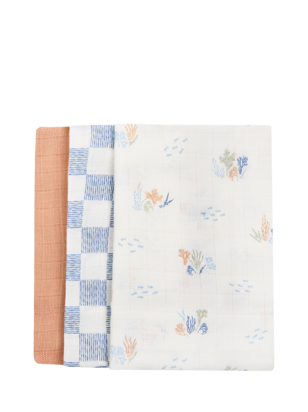 Avery Row Muslin Squares, Set of 3, Coastline, Coastline