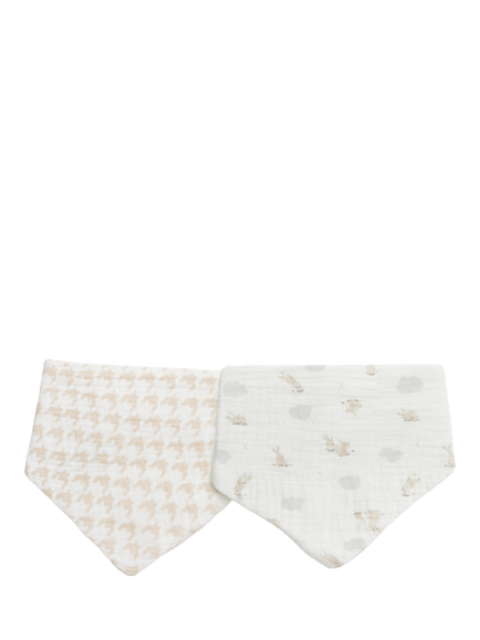 Love to Dream Muslin Bandana Bibs, Pack of 2, Cloud Bunnies, Cloud Bunnies