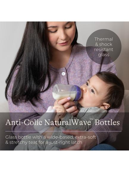 Lansinoh Glass Feeding Bottle with Small NaturalWave Teat, 160ml - view 2, Multi