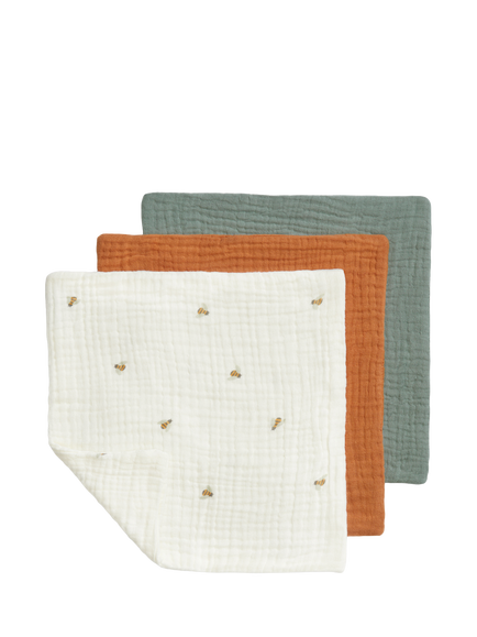 Love to Dream Face Cloths, Pack of 3, Bees Sage - view 2, Bees Sage