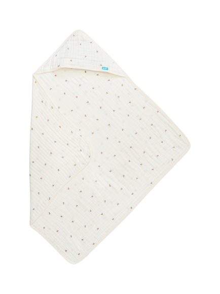 Love to Dream Muslin Hooded Towel, Bees Cream, Bees Cream