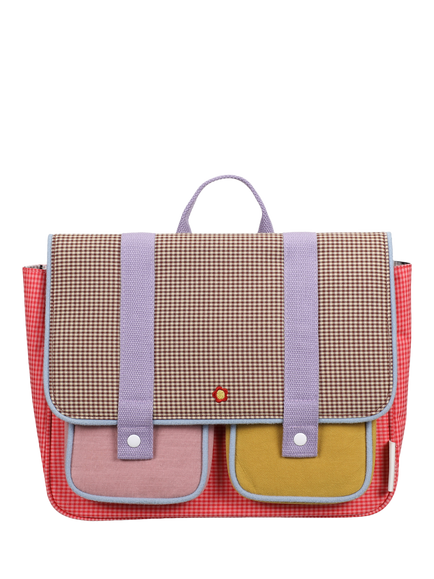 Sticky Lemon Kids' Gingham Flower School Bag, Multi, Multi