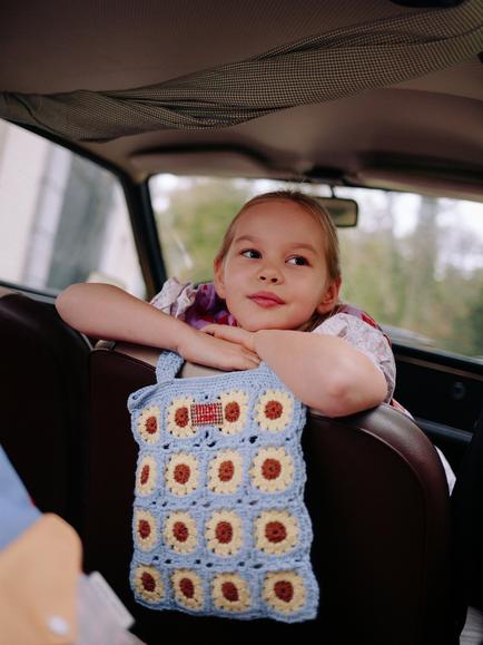 Sticky Lemon Kids' Crochet Bag, Blue/Yellow - view 2, Blue/Yellow