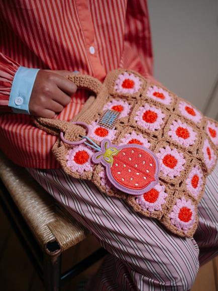 Sticky Lemon Kids' Crochet Bag, Brown/Pink - view 2, Brown/Pink