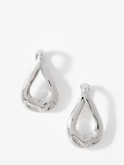 Mint Velvet Sculpted Wave Earrings, Silver, Silver