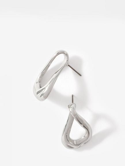 Mint Velvet Sculpted Wave Earrings, Silver - view 2, Silver