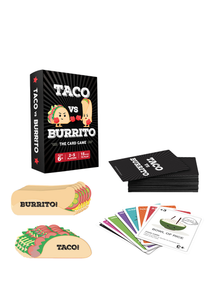 TACO VS BURRITO Card Game, Black Multi Black