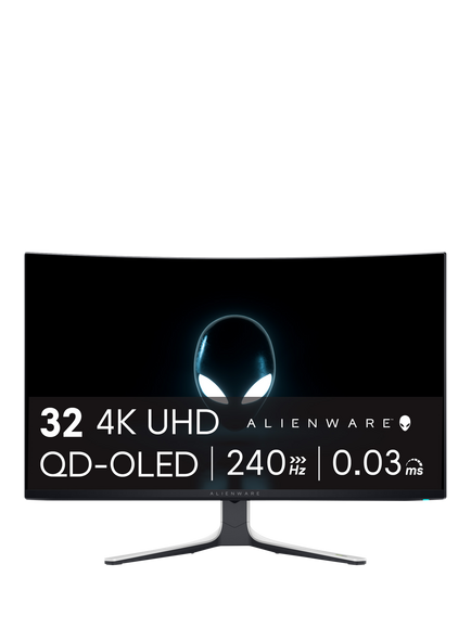 Dell Alienware 32 AW3225QF QD-OLED 4K Ultra HD Gaming Monitor, 32”, Lunar Light, Lunar Light