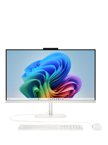 HP OmniStudio 27-cw0004na All-in-One Desktop PC, AMD Ryzen AI 7 Processor, 16GB RAM, 1TB SSD, 27" Full HD, Cotton White, Cotton White