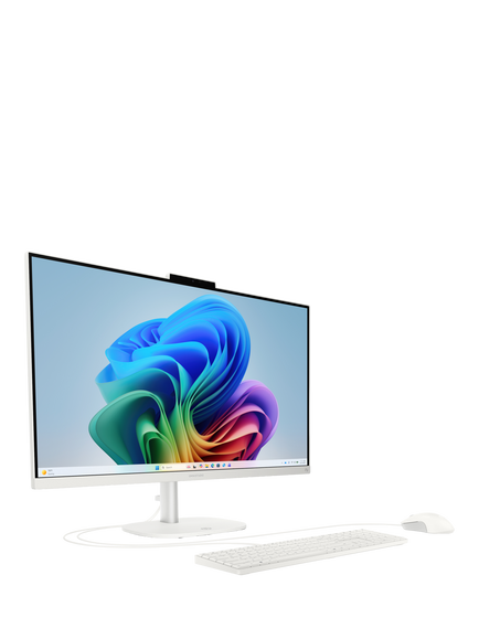HP OmniStudio 27-cw0004na All-in-One Desktop PC, AMD Ryzen AI 7 Processor, 16GB RAM, 1TB SSD, 27" Full HD, Cotton White - view 2, Cotton White