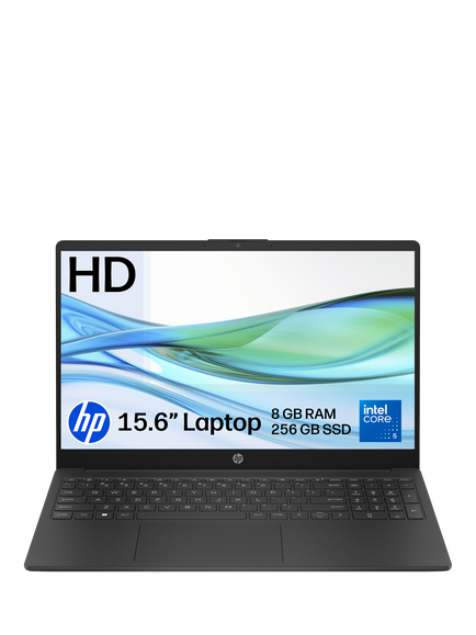 HP 15-fd1001nax Laptop, Intel Core 5 Processor, 8GB RAM, 256GB SSD, 15.6” HD, Jet Black, Jet Black