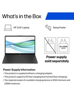HP 15-fd1009nax Laptop, Intel Core 5 Processor, 8GB RAM, 512GB SSD, 15.6” HD, Jet Black - view 2, Jet Black