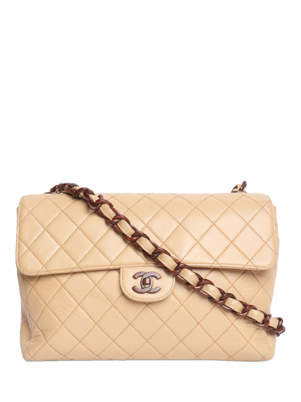 Pre-loved CHANEL Vintage 2000 Lambskin Leather Flap Bag, Brown, Brown