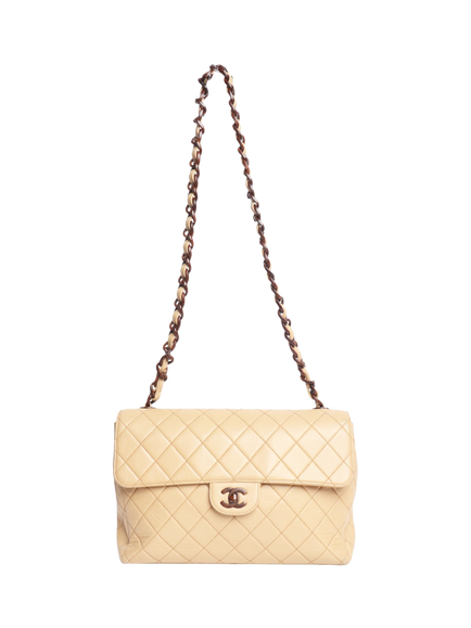 Pre-loved CHANEL Vintage 2000 Lambskin Leather Flap Bag, Brown - view 2, Brown