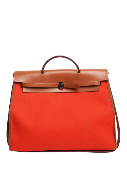 Pre-loved Hermès Herbag 31 With Silver Hardware, Orange, Orange