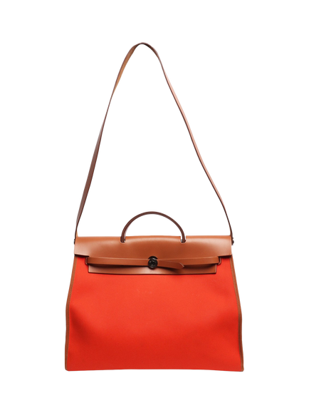Pre-loved Hermès Herbag 31 With Silver Hardware, Orange - view 2, Orange